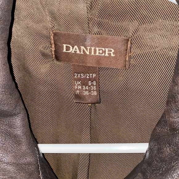 Authentic Danier Brown Bomber Leather Jacket - Picture 2 of 2